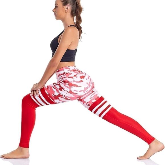New Women's XXL (RUNS SMALL) RRHSS Red Camo Leggings with Pockets - Picture 1 of 6